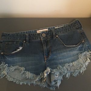 Bullhead Denim Co. Extreme Fray Hem Denim Shorts